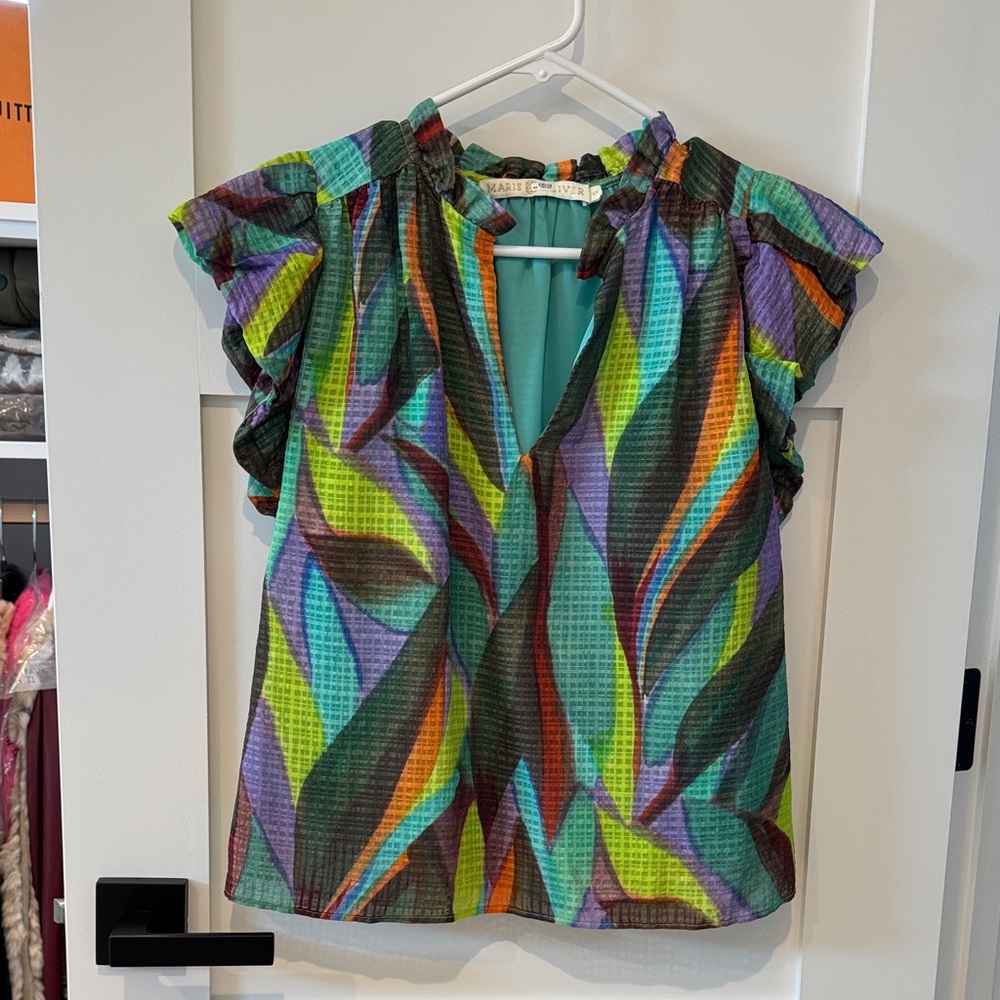 Marie Oliver Multicolor Leaf Print Blouse